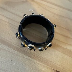 Jewel Hinged Black Bracelet, Joan Rivers Black Rhinestone Bracelet